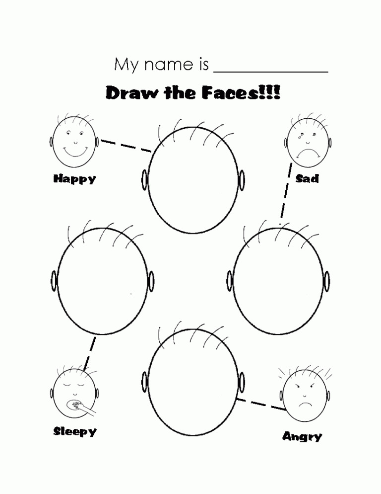 Kindergarten Feelings And Emotions Worksheet