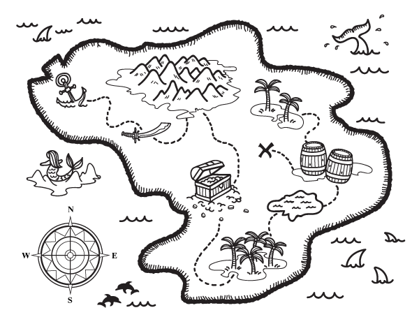 Children's Treasure Map Coloring Page