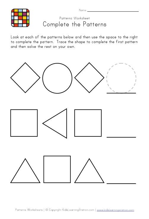 Preschool Pattern Worksheets For Kindergarten