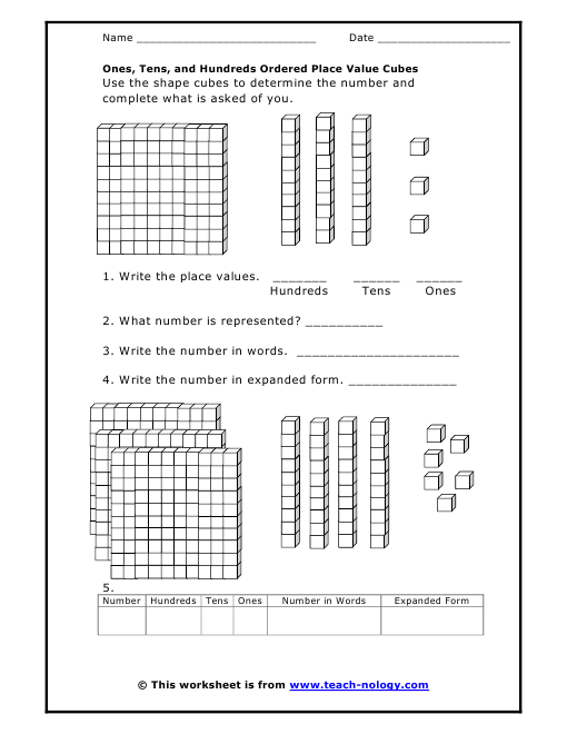 Free Hundreds Tens And Ones Worksheets