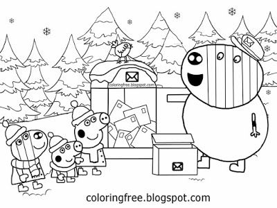 Winter Peppa Pig Christmas Coloring Pages