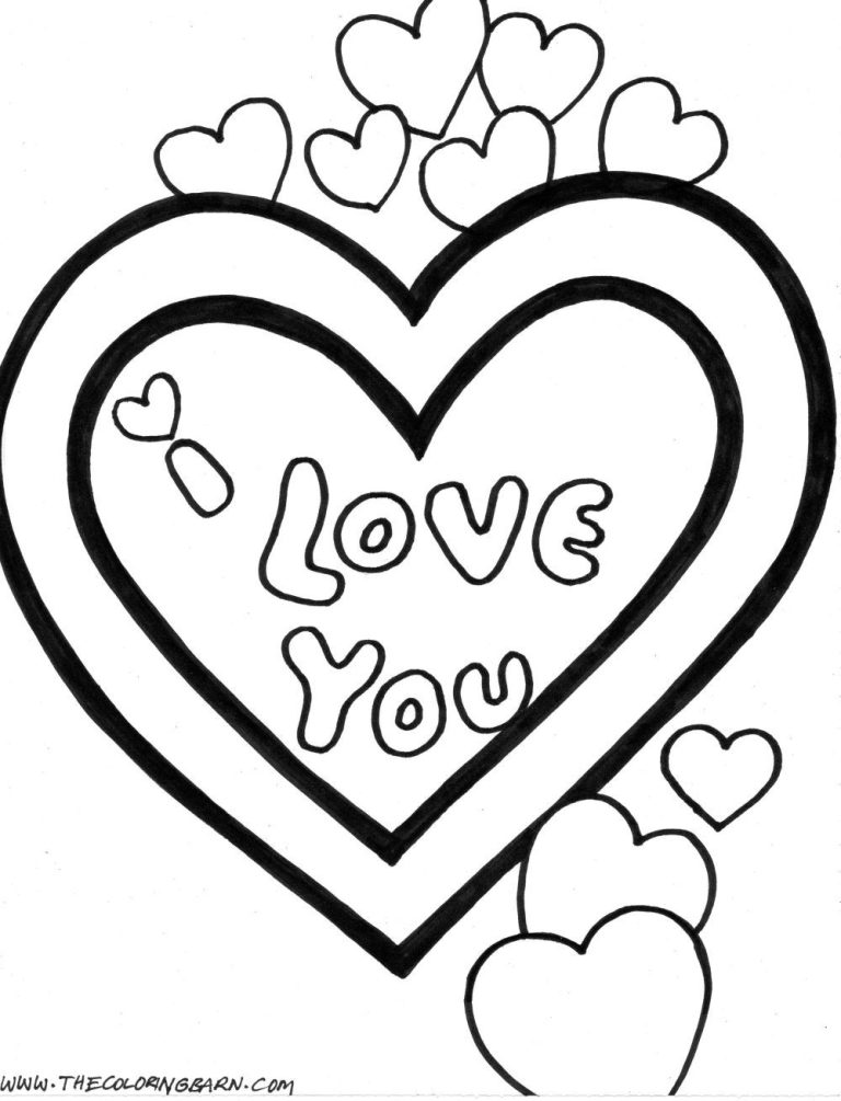 Cute Love Heart Colouring Pages