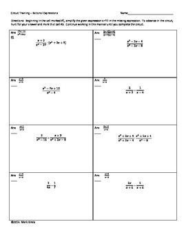 Rational Algebraic Expressions Worksheet With Answers