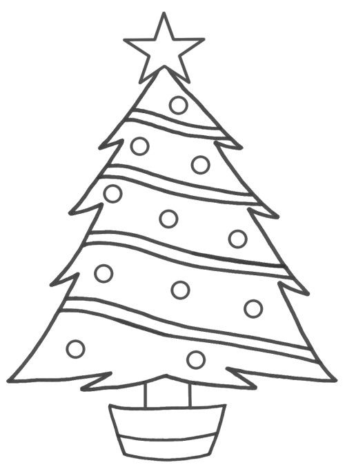 Easy Christmas Tree Colouring Pages