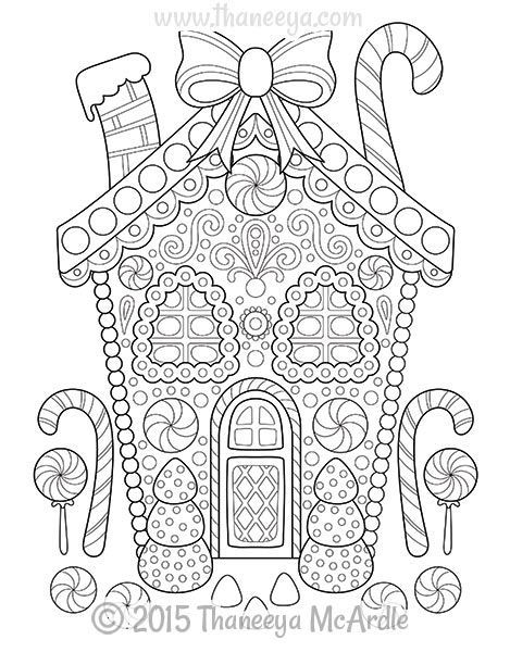 Gingerbread House Christmas Coloring Pages For Kids