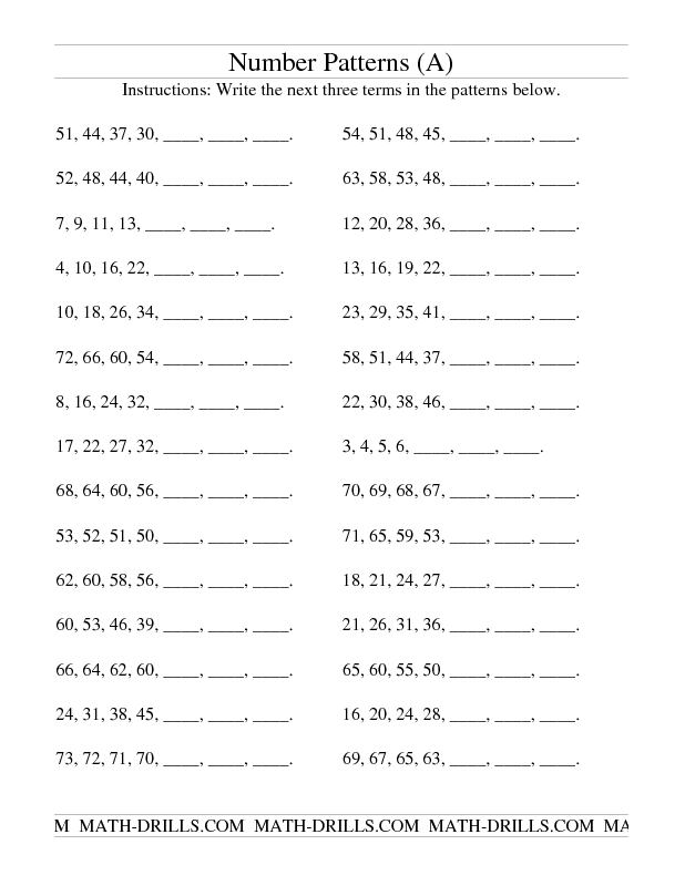 Grade 3 Grade 2 Number Patterns Worksheets
