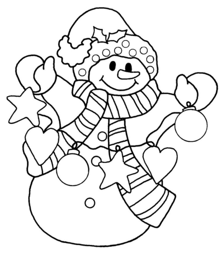 Snowman Cute Christmas Coloring Pages