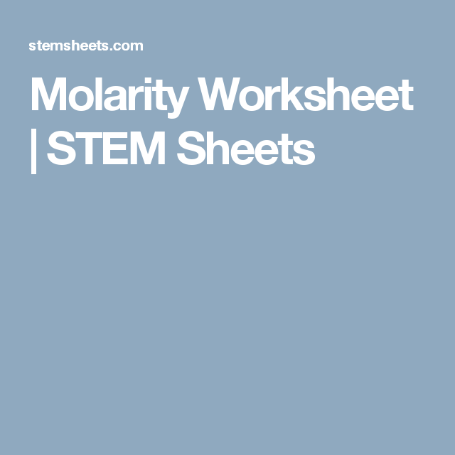 Molarity Worksheet With Answers Pdf