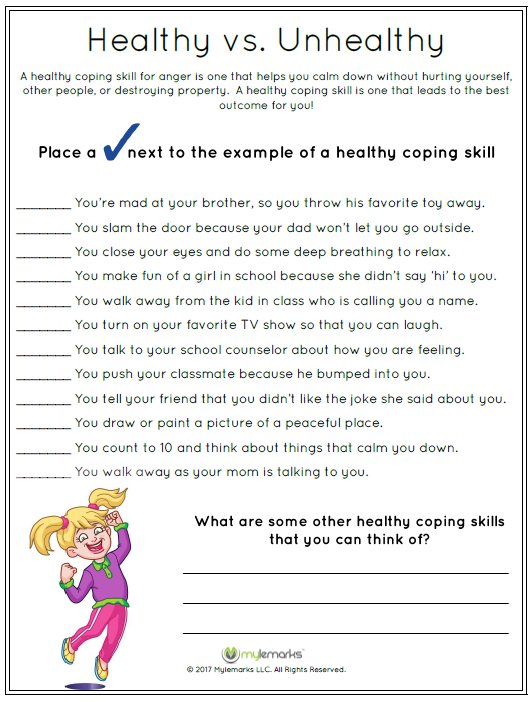 Anger Coping Skills Worksheets For Kids