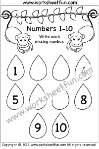 Write The Missing Numbers 1-10 Worksheet
