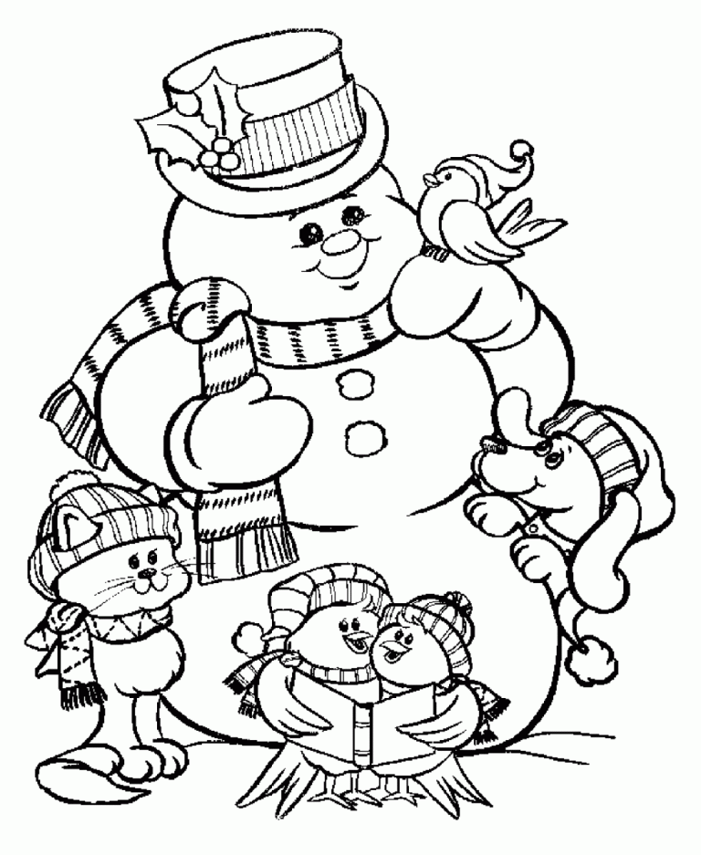 Snowman Christmas Coloring Pages For Kids