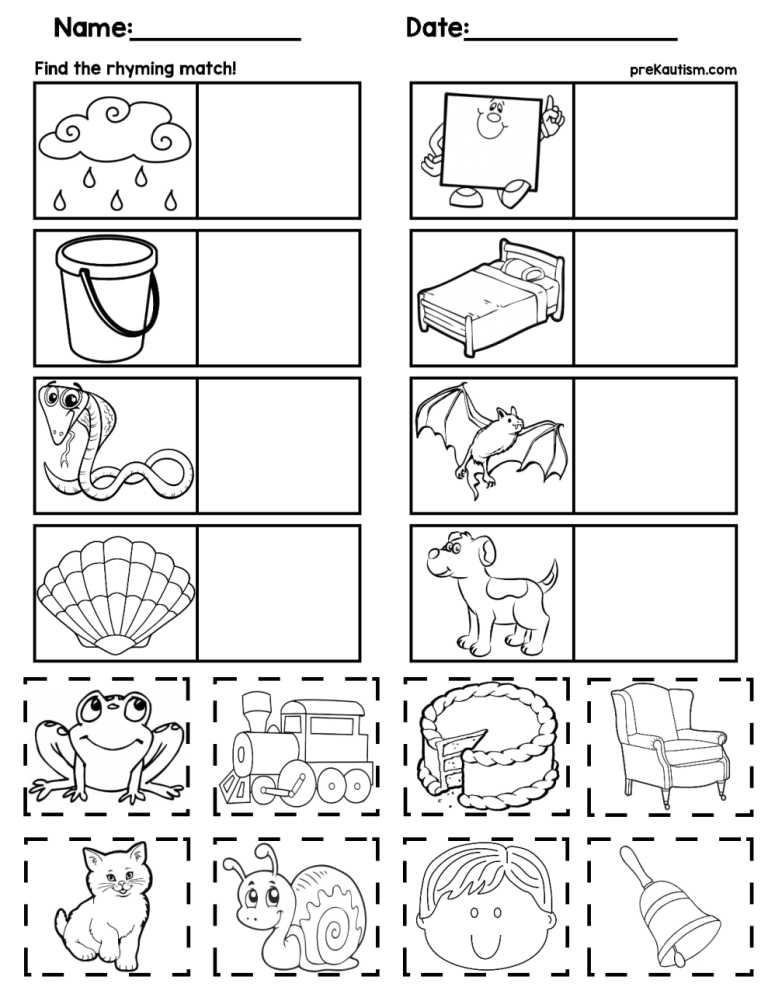 Free Printable Rhyming Worksheets For Preschoolers