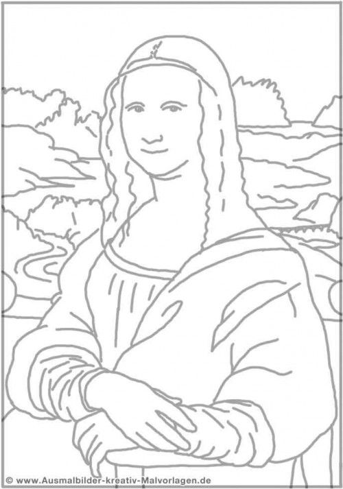 Outline Mona Lisa Coloring Page