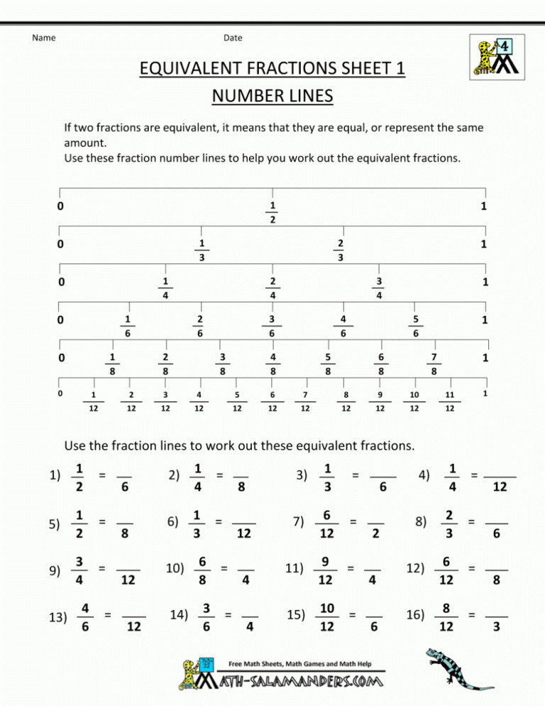 4th Grade Equivalent Fractions Worksheets With Answers
