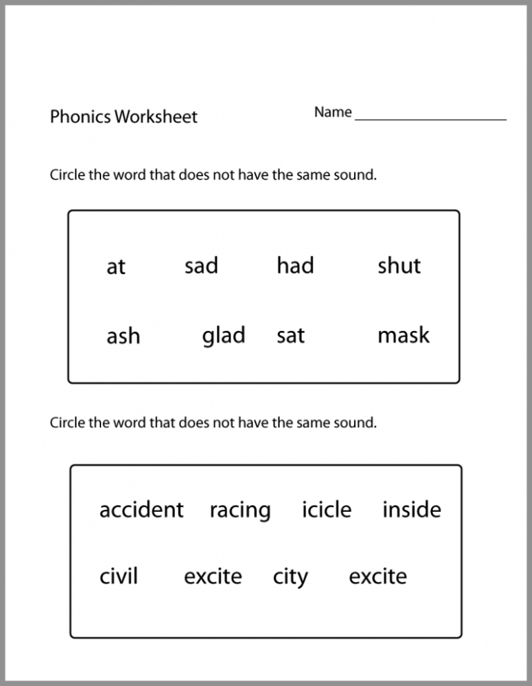 First Grade English Worksheet For Class 1st