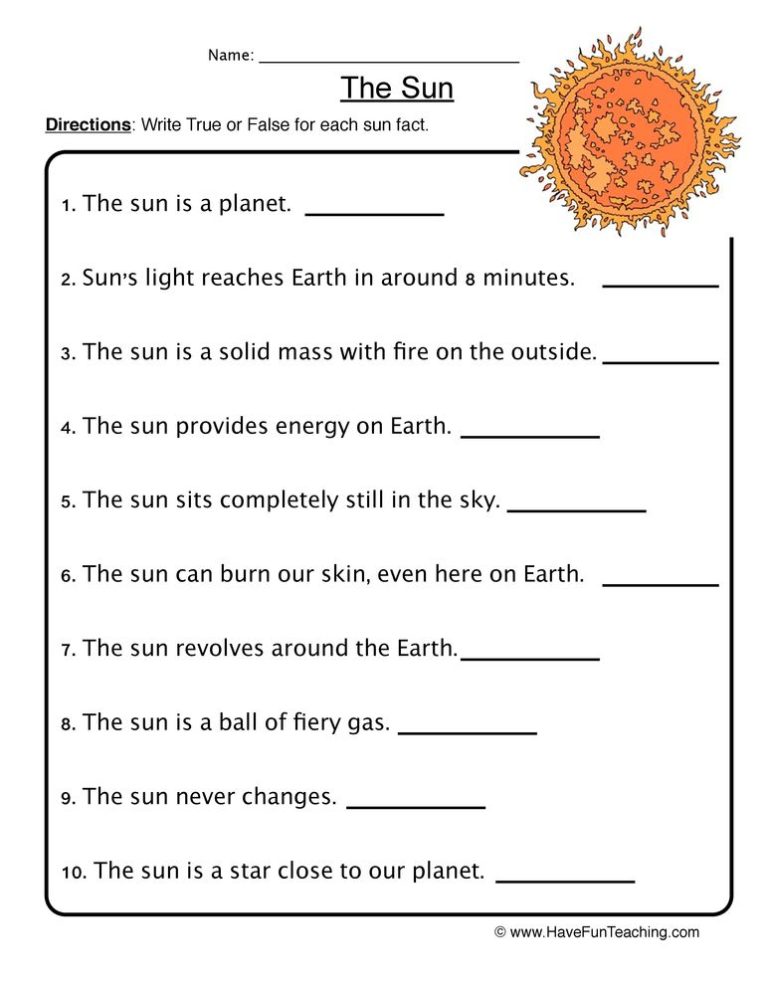 Solar System Worksheets Grade 6 Pdf