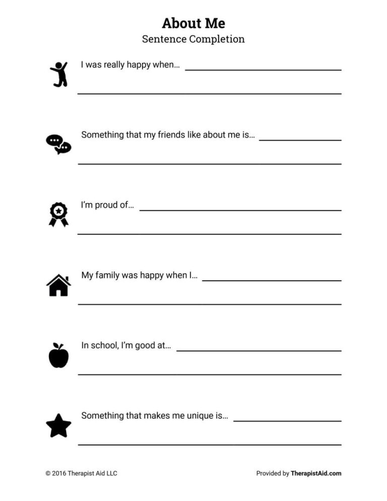 Therapy Printable Activity Sheets For Adults