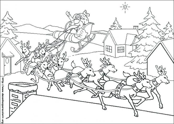 Santa And Reindeer Coloring Pages Free Printable