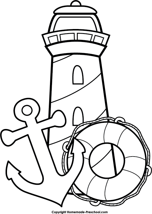 Nautical Lighthouse Coloring Pages