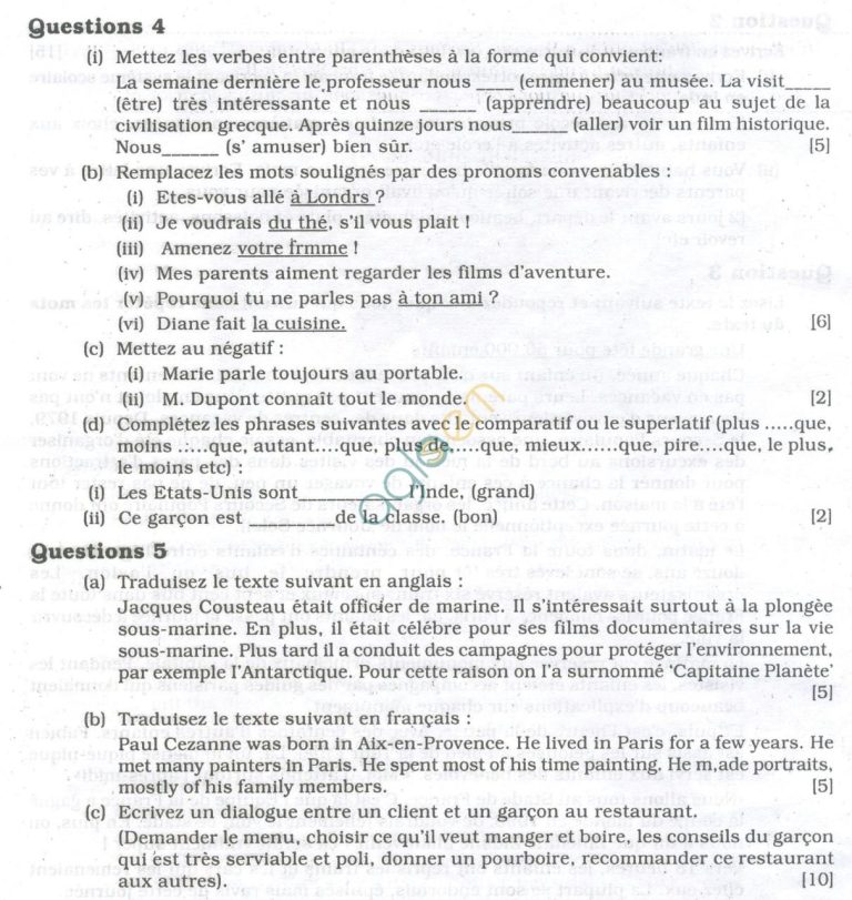 English Worksheet For Class 10 Icse