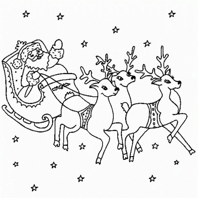Reindeer Santa Claus Christmas Colouring Pages