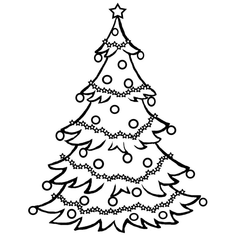 Coloring Christmas Tree Drawing Images