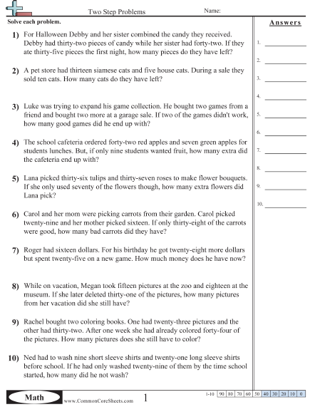 Multi Step Word Problems 5th Grade Worksheets