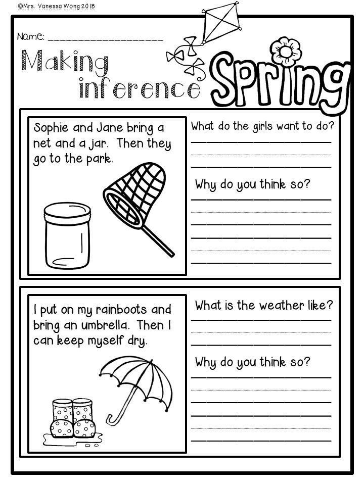 Making Inferences 1st Grade Worksheets