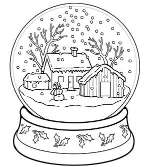 Christmas Colouring Pages Snow Globe