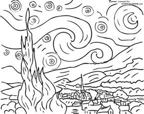 Printable Starry Night Coloring Page