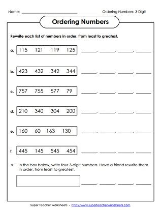 Comparing And Ordering Numbers Grade 5 Worksheets