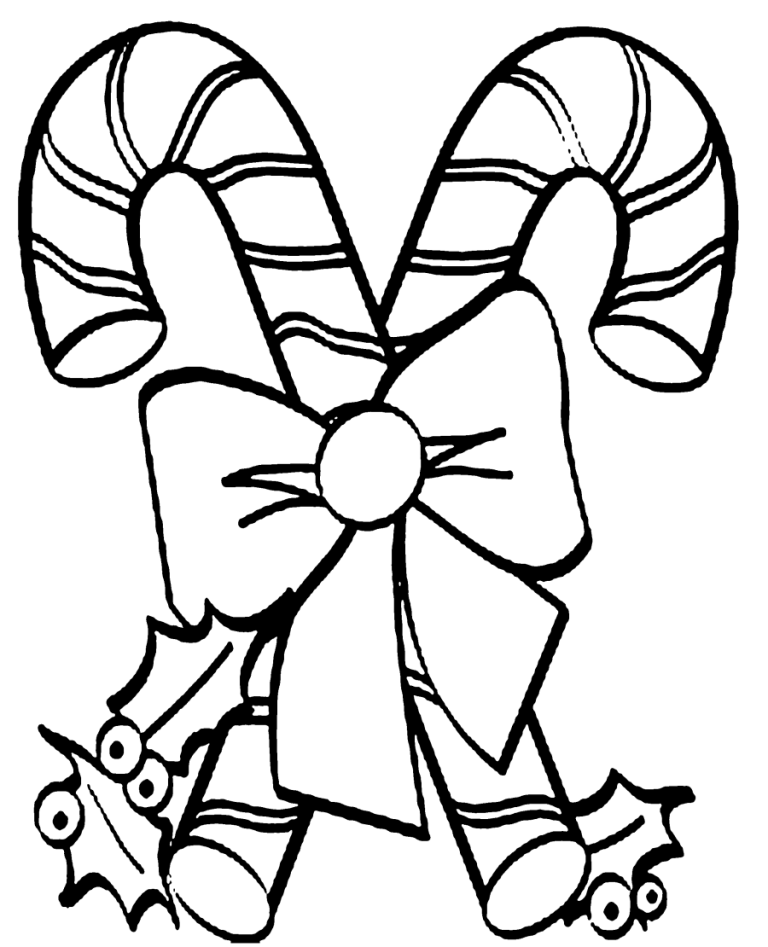 Christmas Candy Cane Coloring Pages Free