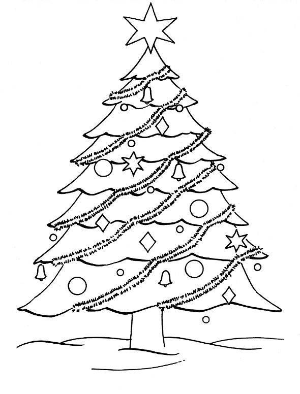 Christmas Tree With Lights Coloring Page