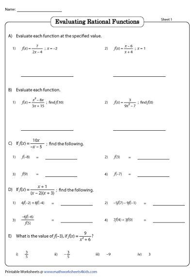 Evaluating Polynomial Functions Worksheet Pdf