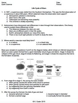 Life Cycle Of A Star Worksheet Answers Section 6