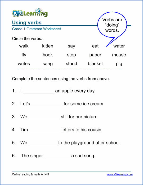 Grade 5 K5 Learning English Worksheets