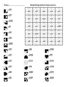 Simplifying Square Roots Puzzle Worksheet Answers
