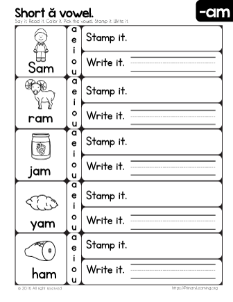 Am Word Family Worksheets Pdf