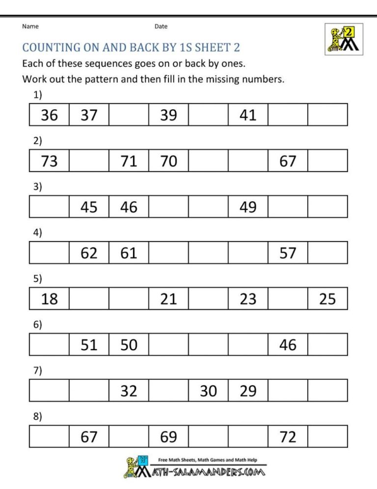 Free Printable Ordering Numbers Worksheets 1st Grade