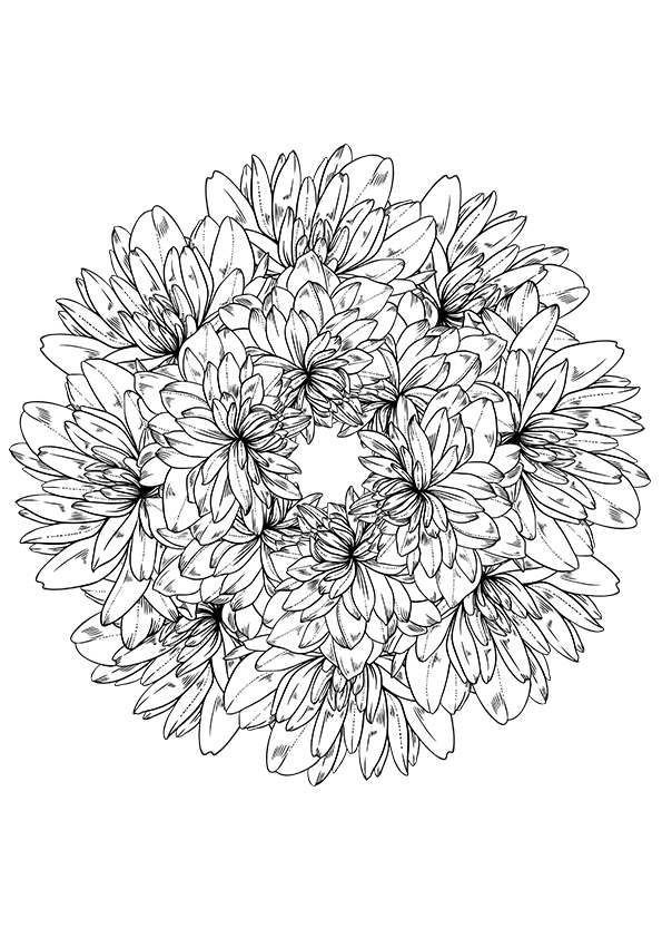 Flower Wreath Coloring Page