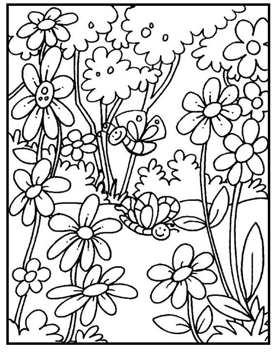 Spring Garden Flower Garden Coloring Pages
