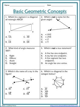 Worksheet 1 2 Points Lines And Planes Answer Key Geometry