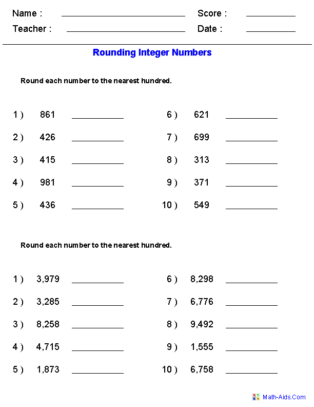 Ordering Whole Numbers Worksheets 5th Grade