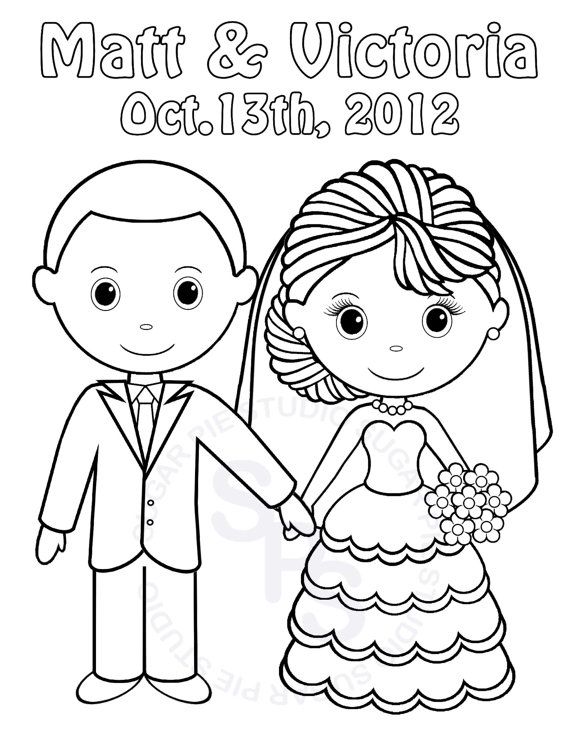Cartoon Bride And Groom Coloring Pages