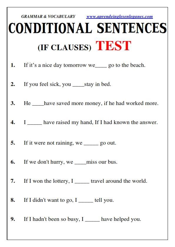 First Conditional Worksheets With Answers