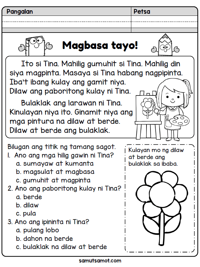 Filipino Reading Comprehension Worksheets For Grade 1 Pdf