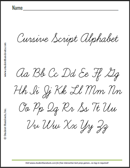 Free Printable Cursive Alphabet Chart