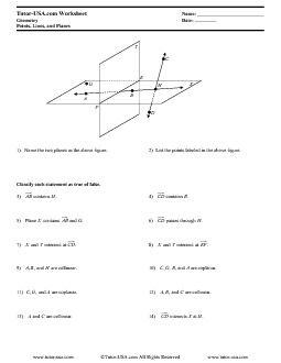 Points Lines And Planes Worksheet Answer Key Geometry