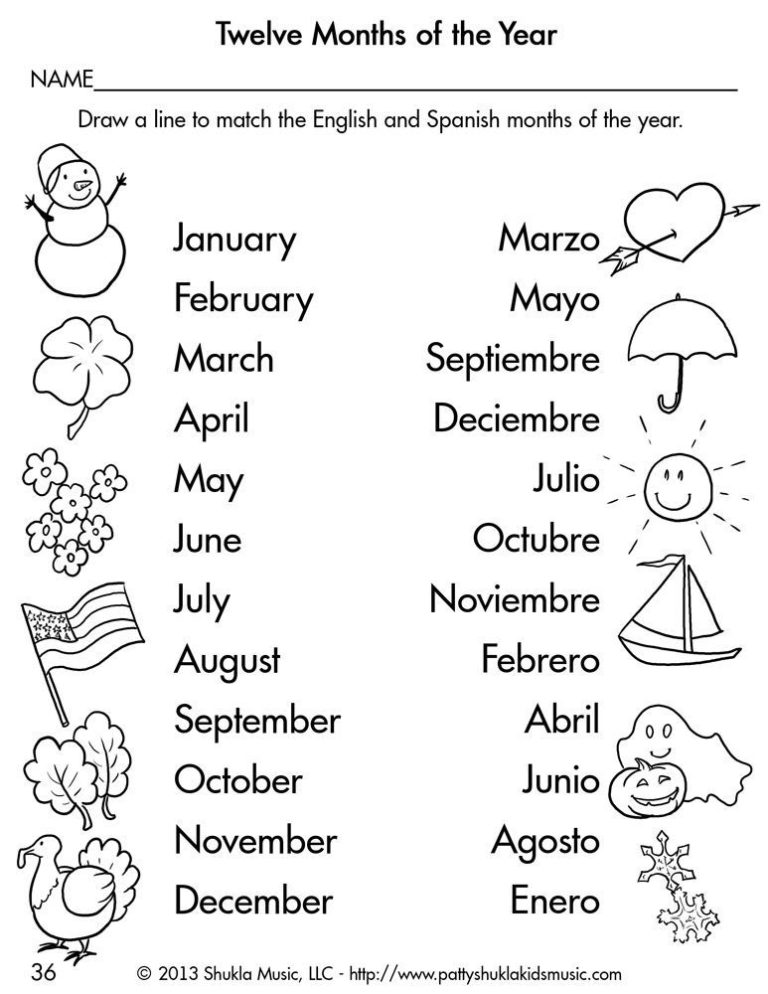 Elementary Free Spanish Worksheets For Kids