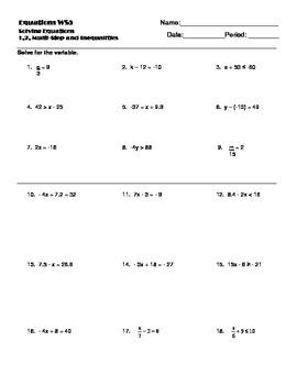 Multi-step Equations And Inequalities Worksheet Answers